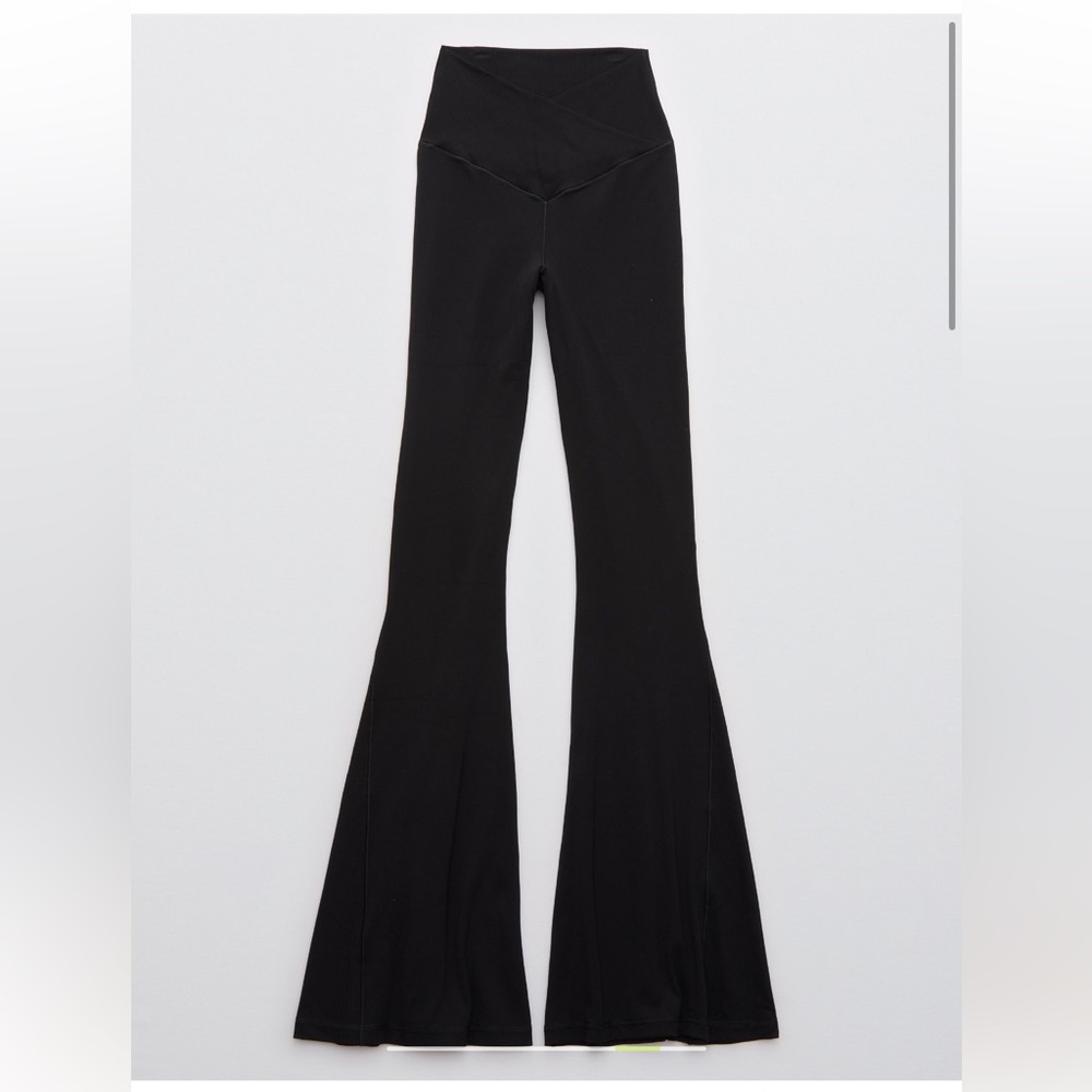 Aerie High Waisted Crossover Rib Super Flare Legging